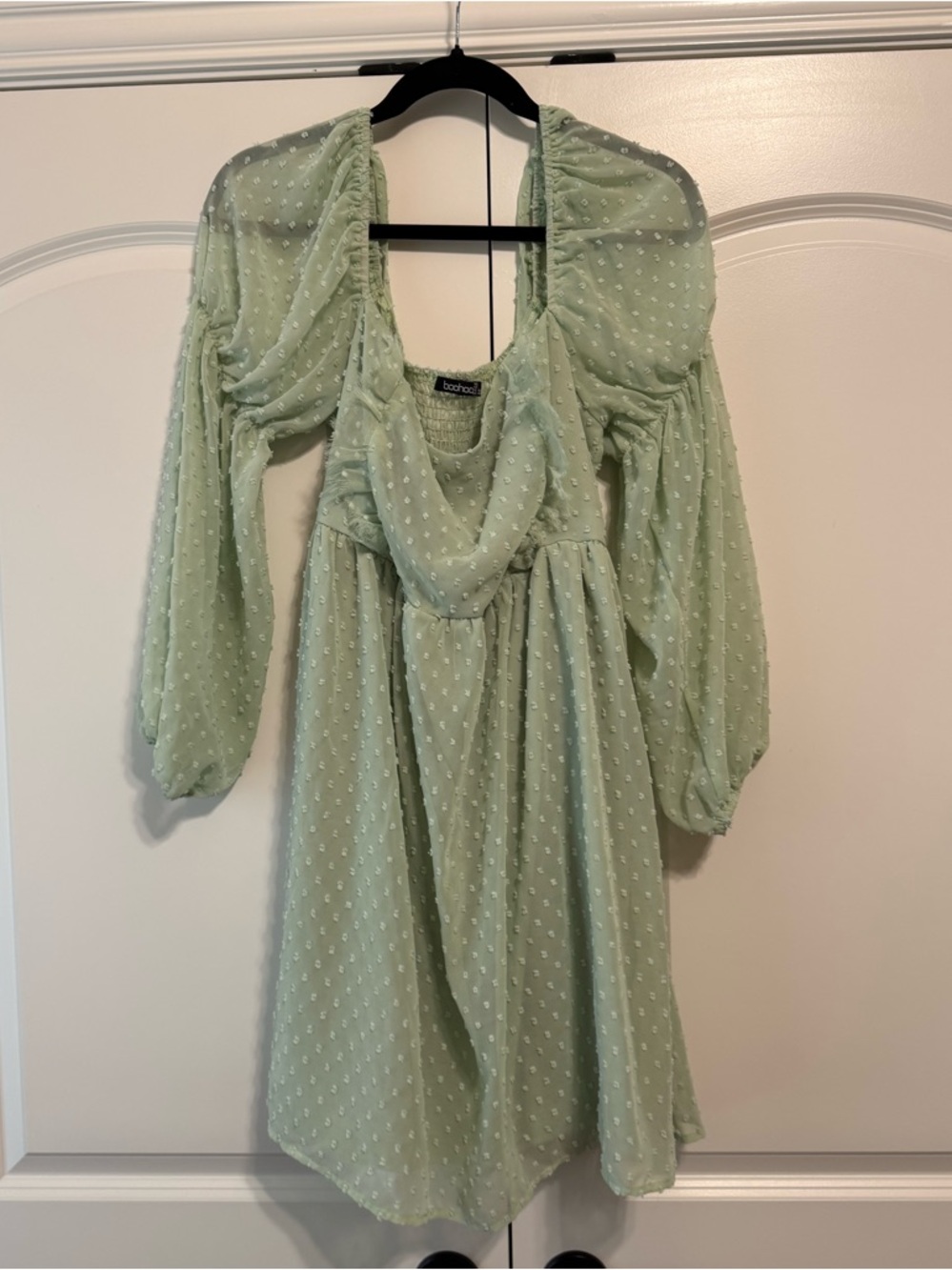 Pistachio Swiss Dot Boohoo Dress